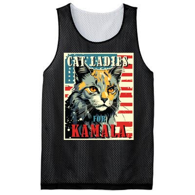 Cat Ladies For Kamala Funny Cat 2024 President Kamalaharris Mesh Reversible Basketball Jersey Tank