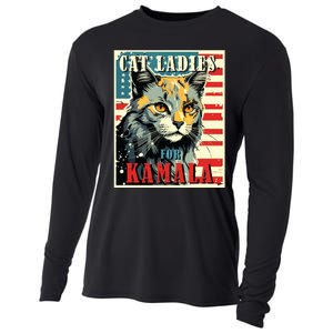 Cat Ladies For Kamala Funny Cat 2024 President Kamalaharris Cooling Performance Long Sleeve Crew