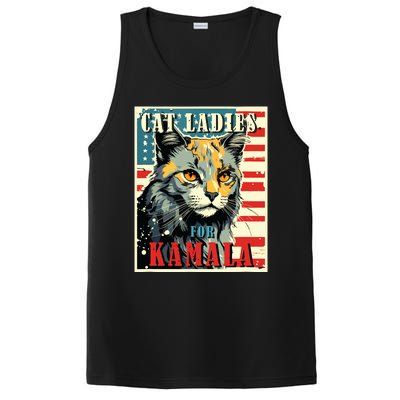 Cat Ladies For Kamala Funny Cat 2024 President Kamalaharris PosiCharge Competitor Tank