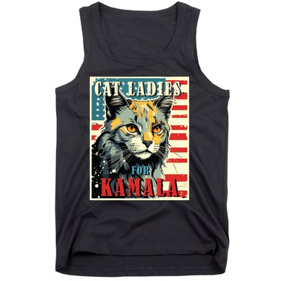 Cat Ladies For Kamala Funny Cat 2024 President Kamalaharris Tank Top