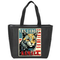 Cat Ladies For Kamala Funny Cat 2024 President Kamalaharris Zip Tote Bag