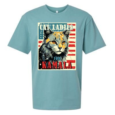 Cat Ladies For Kamala Funny Cat 2024 President Kamalaharris Sueded Cloud Jersey T-Shirt