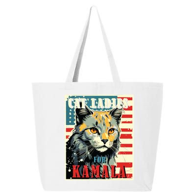 Cat Ladies For Kamala Funny Cat 2024 President Kamalaharris 25L Jumbo Tote