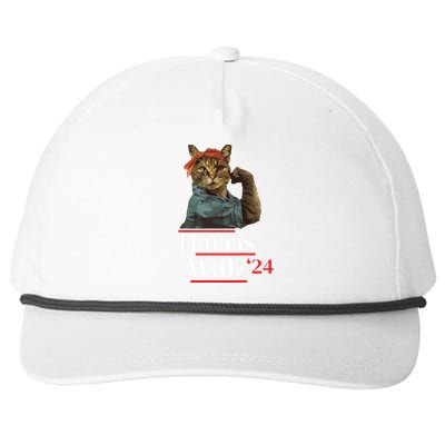 Cat Ladies For Kamala Walz Funny Cat 2024 President Snapback Five-Panel Rope Hat