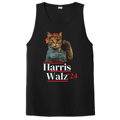 Cat Ladies For Kamala Walz Funny Cat 2024 President PosiCharge Competitor Tank