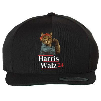 Cat Ladies For Kamala Walz Funny Cat 2024 President Wool Snapback Cap