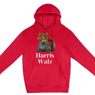 Cat Ladies For Kamala Walz Funny Cat 2024 President Premium Pullover Hoodie