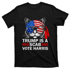 Cat Ladies Funny Trump Is A Scab Vote Harris T-Shirt