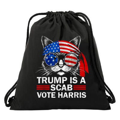 Cat Ladies Funny Trump Is A Scab Vote Harris Drawstring Bag