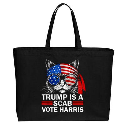 Cat Ladies Funny Trump Is A Scab Vote Harris Cotton Canvas Jumbo Tote