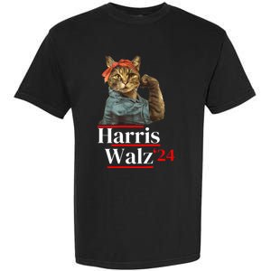 Cat Ladies For Kamala Walz Funny Cat 2024 President Garment-Dyed Heavyweight T-Shirt