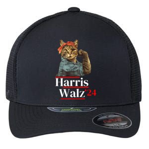 Cat Ladies For Kamala Walz Funny Cat 2024 President Flexfit Unipanel Trucker Cap