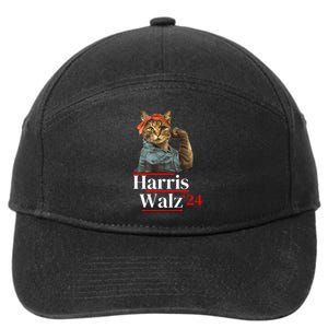 Cat Ladies For Kamala Walz Funny Cat 2024 President 7-Panel Snapback Hat