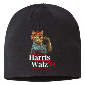 Cat Ladies For Kamala Walz Funny Cat 2024 President Sustainable Beanie