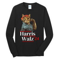 Cat Ladies For Kamala Walz Funny Cat 2024 President Tall Long Sleeve T-Shirt