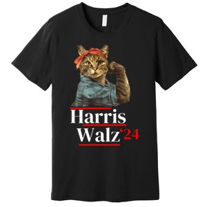 Cat Ladies For Kamala Walz Funny Cat 2024 President Premium T-Shirt