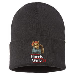 Cat Ladies For Kamala Walz Funny Cat 2024 President Sustainable Knit Beanie