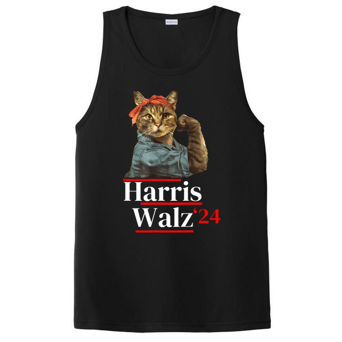 Cat Ladies For Kamala Walz Funny Cat 2024 President PosiCharge Competitor Tank