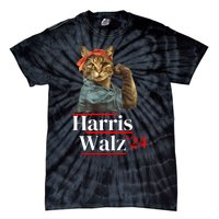 Cat Ladies For Kamala Walz Funny Cat 2024 President Tie-Dye T-Shirt