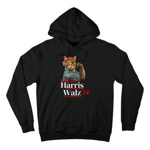 Cat Ladies For Kamala Walz Funny Cat 2024 President Tall Hoodie