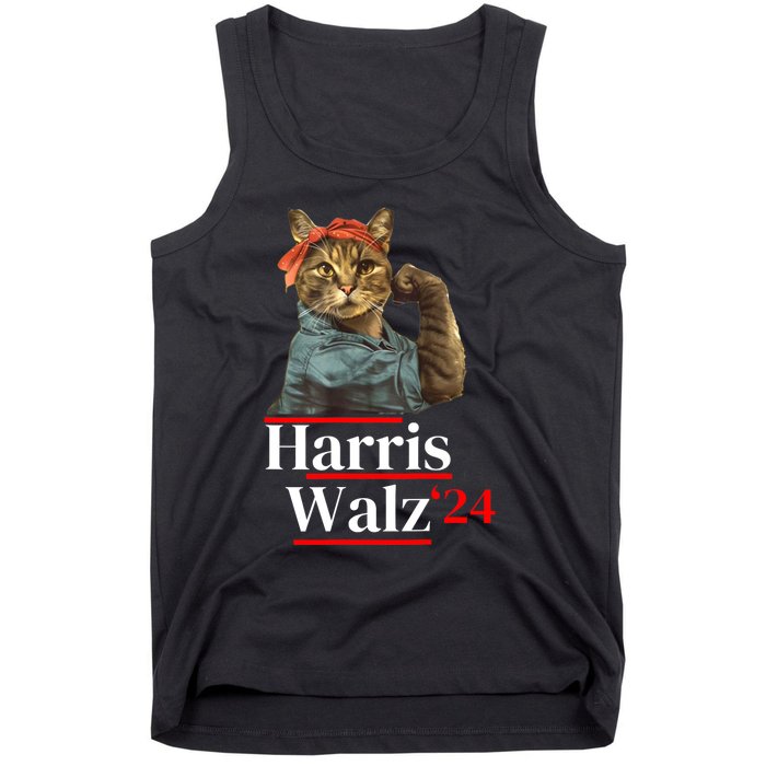 Cat Ladies For Kamala Walz Funny Cat 2024 President Tank Top