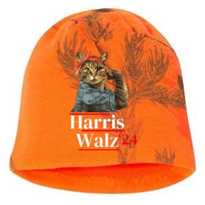 Cat Ladies For Kamala Walz Funny Cat 2024 President Kati - Camo Knit Beanie