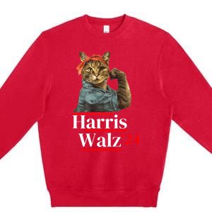 Cat Ladies For Kamala Walz Funny Cat 2024 President Premium Crewneck Sweatshirt