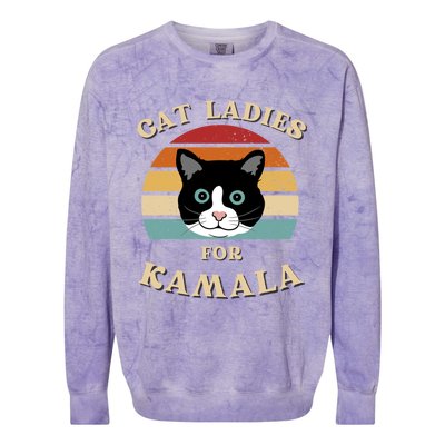 Cat Ladies For Kamala Harris Cool Gift Colorblast Crewneck Sweatshirt