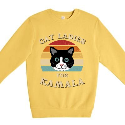 Cat Ladies For Kamala Harris Cool Gift Premium Crewneck Sweatshirt