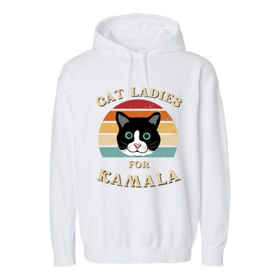 Cat Ladies For Kamala Harris Cool Gift Garment-Dyed Fleece Hoodie