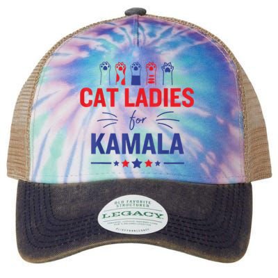 Cat Ladies For Kamala Harris 2024 Childless Cat Lady Legacy Tie Dye Trucker Hat