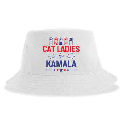 Cat Ladies For Kamala Harris 2024 Childless Cat Lady Sustainable Bucket Hat