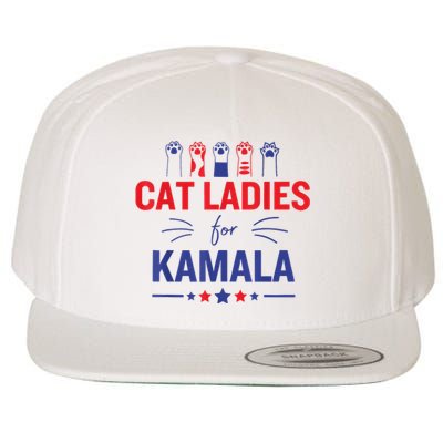 Cat Ladies For Kamala Harris 2024 Childless Cat Lady Wool Snapback Cap