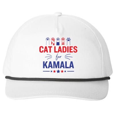 Cat Ladies For Kamala Harris 2024 Childless Cat Lady Snapback Five-Panel Rope Hat