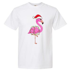 Christmas Lights Flamingo Wearing Xmas Hat Flamingo Lover Garment-Dyed Heavyweight T-Shirt