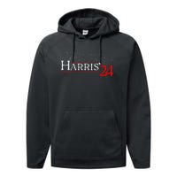 Cat Ladies For Kamala Funny Cat 2024 President Kamala Harris Performance Fleece Hoodie