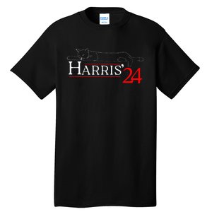 Cat Ladies For Kamala Funny Cat 2024 President Kamala Harris Tall T-Shirt