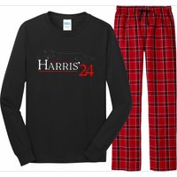 Cat Ladies For Kamala Funny Cat 2024 President Kamala Harris Long Sleeve Pajama Set