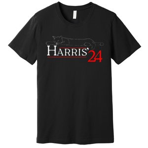 Cat Ladies For Kamala Funny Cat 2024 President Kamala Harris Premium T-Shirt