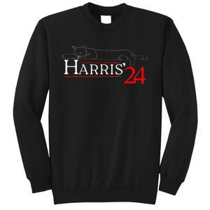 Cat Ladies For Kamala Funny Cat 2024 President Kamala Harris Tall Sweatshirt