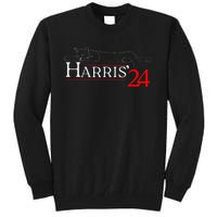 Cat Ladies For Kamala Funny Cat 2024 President Kamala Harris Tall Sweatshirt