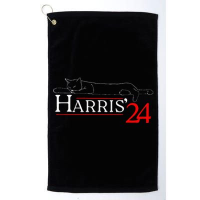 Cat Ladies For Kamala Funny Cat 2024 President Kamala Harris Platinum Collection Golf Towel