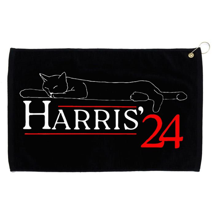 Cat Ladies For Kamala Funny Cat 2024 President Kamala Harris Grommeted Golf Towel