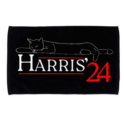 Cat Ladies For Kamala Funny Cat 2024 President Kamala Harris Microfiber Hand Towel