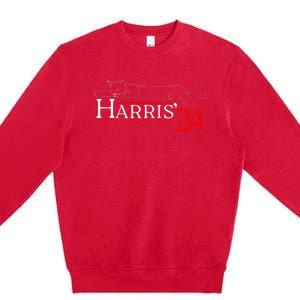 Cat Ladies For Kamala Funny Cat 2024 President Kamala Harris Premium Crewneck Sweatshirt