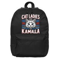 Cat Ladies For Kamala Funny Cat 2024 President Kamala Harris 16 in Basic Backpack