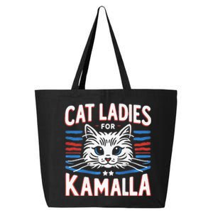 Cat Ladies For Kamala Funny Cat 2024 President Kamala Harris 25L Jumbo Tote