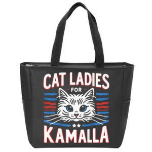 Cat Ladies For Kamala Funny Cat 2024 President Kamala Harris Zip Tote Bag