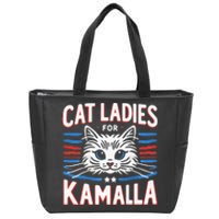 Cat Ladies For Kamala Funny Cat 2024 President Kamala Harris Zip Tote Bag