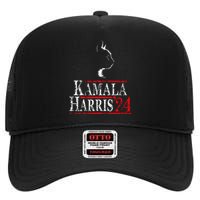 Cat Ladies For Kamala Funny Cat 2024 President Kamala Harris High Crown Mesh Back Trucker Hat